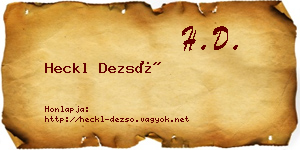 Heckl Dezső névjegykártya